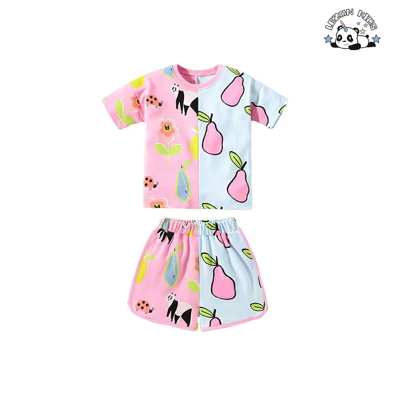 LEZONKIDS - Conjuntos de Roupas Femininas Personalizáveis com Estampa Divertida para o Verão, Manga Curta, para Meninas de 2 a 14 Anos